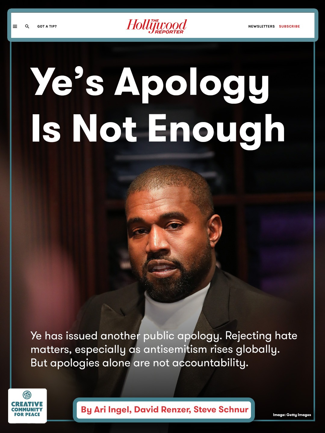 Ye’s Apology Is Not Enough Creative Community for Peace